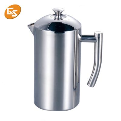 China Jiangmen Guansen Classic Stainless Steel Double Ended Sustainable Round Wall Custom Logo French Press 1000ml for sale