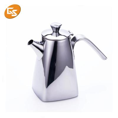 China Sustainable Unique Square Stainless Steel Camping Pour Over Drip Coffee Teapot for sale