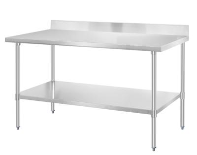 China Industrial Wholesale Stainless Steel Cafe Work Table With Under Shelf And Backsplash for sale