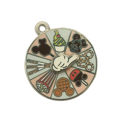 China Romantic Custom Choose Food Enamel Pin Gold Spinner Charm for sale