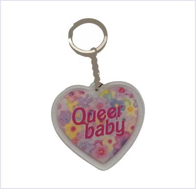 China Customized Design Plastic Single Side Printing Translucent Decorative Pendant Heart Shaped Acrylic Keychain for sale