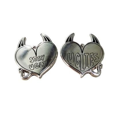 China Double Side Cute Shinny Hard Enamel Evil Demon Pendant Raised Cute Deadly Charms Evil Heart Charms for sale