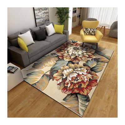 China Popular modern in malaysia living room decorations home center rug custom flower printed 3d shaped blanket for sale