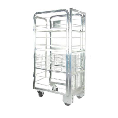 China 4 Wheels Milk Cart Porcelain Hand Steel Heavy Duty Metal Trolley for sale