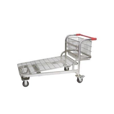 China Hot Selling Supermarket Warehouse Trolley Folding Transport Metal Collapsible High Quality Trolleys for sale