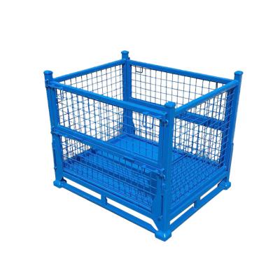 China Hot Sale Storage Container Wire Bin Wire Bin Metal Cage Warehouse Rack Wire Box Warehouse Rack Steel Pallet Mesh Pallet Crate Foldable Stackable for sale