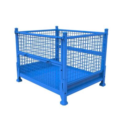 China Warehouse Rack Hot Sale Metal Storage Wire Box Industrial Steel Pallet Mesh Container for sale