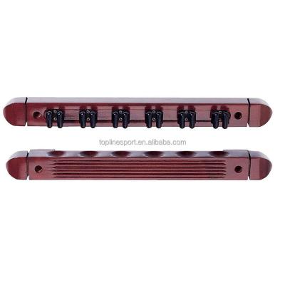 China Best Quality 6 Holes Solid Wood Billiard Wall Cue Rack for sale