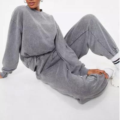 China Oversized Women Cotton Breathable Fashionable Plain Polyester Tracksuits Sets Crewneck Hoodies And Sweatsuit Sweatpants Sets for sale