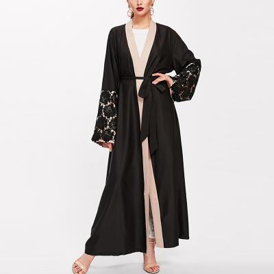 China OEM factory contrast lace ladies rayon kimono cardigan modern open abaya floral custom women's casual kimono for sale