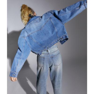 China OEM Factory Designer 2022 Crop Lattice Breathable Adult Female Distressed Denim Jacket Women Pour Mens Womens Custom Denim Jacket for sale