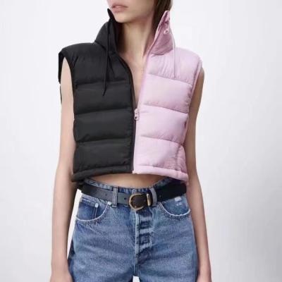 China Newest Design Breathable Colorblock Casual Women's Sleeveless Stripper Cropped Vest Jacket 2021 for sale