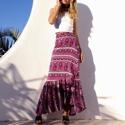 China Seaside Breathable Bohemian Split Vacation Summer Irregular Skirt Women Long for sale