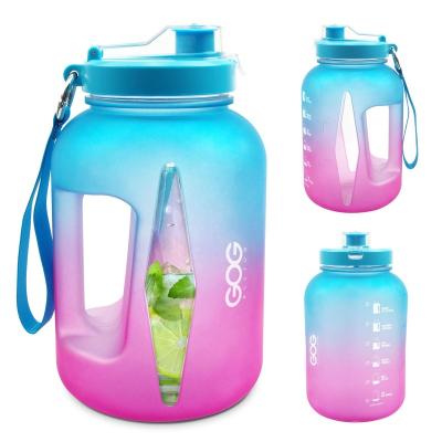 China 2.2L 75oz PETG Bottle Custom Color Cup Pink Viable Portable Drinking Changing Water Bottle With Time Marker Eco-Friendly Water Jug for sale