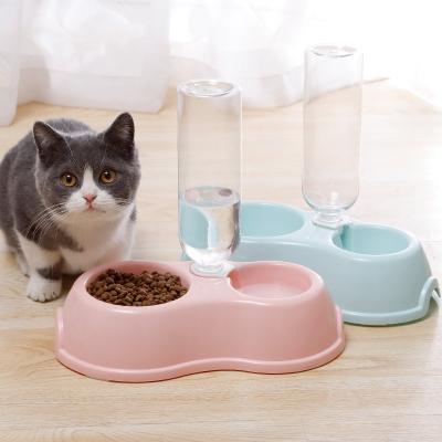 China 500ML Pet Beverage Bottle Portable Eco-Friendly Wholesale Sustainable Food Feeder Double Bowls Around Plastic Dog Bowl for sale