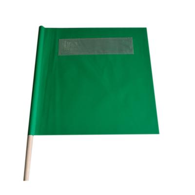 China Safety Alert Premium Pole Hand Flag PVC Mesh Cloth Wooden Warning Flag for sale