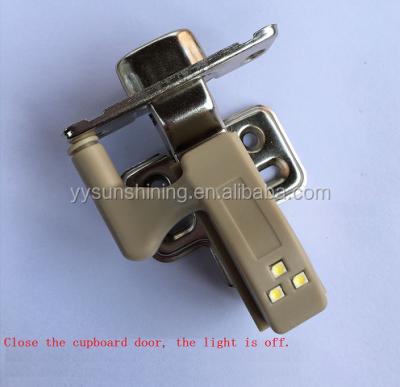 China Soft Closing Wardrobe Wardrobe Plastic And Iron Material Kitchen Hinge LED Hydraulic Lamp Cabinet Hinge for sale