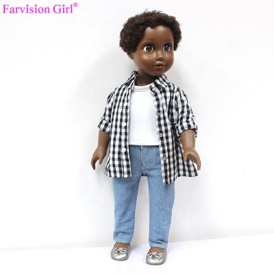 China Delicate African Vinyl Craft Doll Black Custom Boy Doll African Doll 18