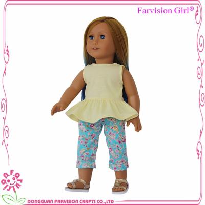 China Optional American Girl Clothes 18 Inch Doll Pink Top And Blue Jeans for sale