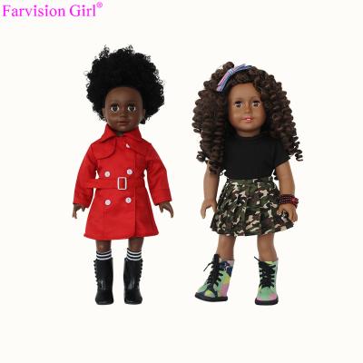 China 18 Inch Original Vinyl Doll Black Family Cartoon Toy Made By Farvision Girl for sale