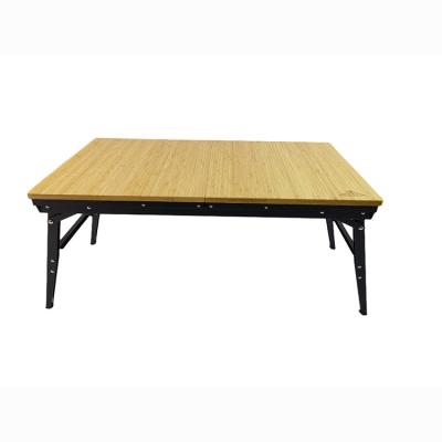 China Modern Outdoor Aluminum Wood Grain Picnic Table Adjustable Folding Camping Table for sale