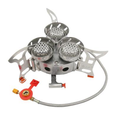 China ZYZY Factory Outlet Three Heads Auto Ignition Easily Assembled Portable Windproof Outdoor Camping Stove for sale