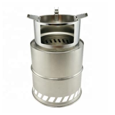 China Hot Sale Stainless Steel Portable Outdoor Camping Mini Wood Stove for sale