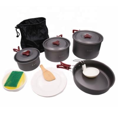 China Sustainable Portable Outdoor Cookware Set Aluminum Camping Pot for sale