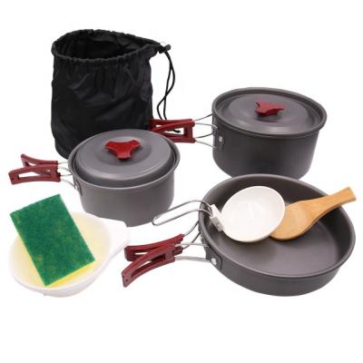 China Portable Outdoor Camping Pot Cookware Set Aluminum Camping Pot for sale