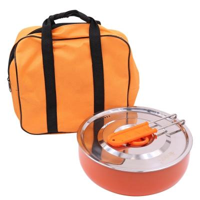 China ZYZY-26portable handle factory outlet aluminum cookware set folding camping outdoor pot for sale