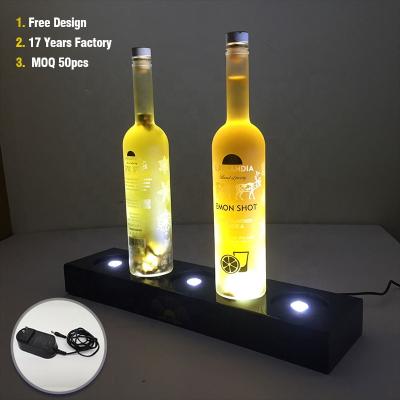 China 5 Bottle Display Custom 5 Bottle Bottle Glorifier Design Led Light Base Display Acrylic Wine Rack for sale