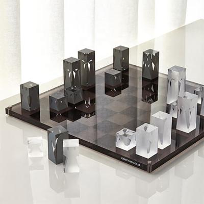 China Modern Lucite Portable Chess Set Satom Customize Outdoor Shops Sell Lucite Chess Set Competition Acrylic Chess Single Cardboard for sale