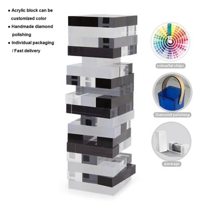 China Puzeele Portable Crumbling Deluxe Geometric White Transparent Pieces Game Fun Family Satom Tower Crumble Tower for sale