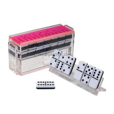 China Intelligence Toys Table Box Six Neon Superior Dominoes Game Custom Acrylic Lucite Dominoes Set for sale