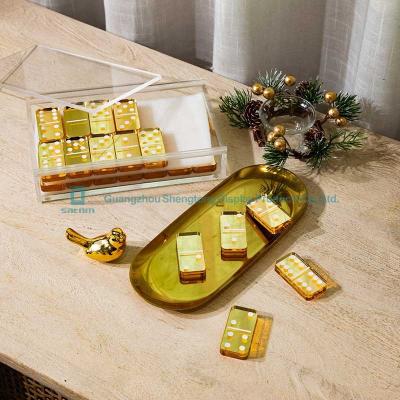 China Custom Wholesale Portable Dominoes Satom Logo / Color Lucite Domino Train Acrylic Blocks for sale