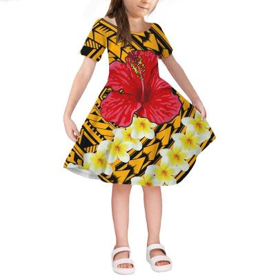 China 2021 Summer Girls Dress Breathable Casual Short Sleeve Kids Dress Party Princess Dresses Polynesian Samoan Kids Girls for sale