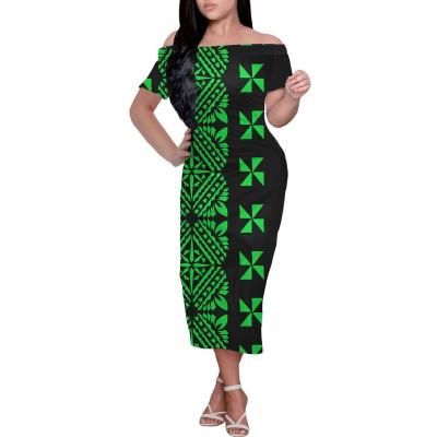 China Anti-Static Off The Shoulder Maxi Dress Party Night Ladie Island Wear Women Elegant Black Samoan Clothing Sexy Design Backless Dress for sale