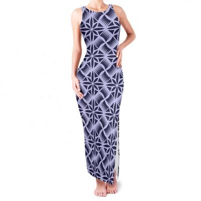 China Anti-static Purple Women's Sleeveless Tonga Dress Print Maxi Dress Ladies Polynesian Tribal Tattoo Pattern Casual Wear Women POD for sale