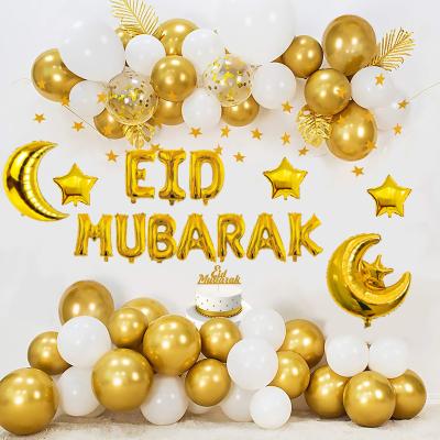 China Eid Mubarak Party Balloon Star Moon Letter Foil Balloons Confetti Balloon Party Decoration Ramadan Mubarak for Muslim Party for sale