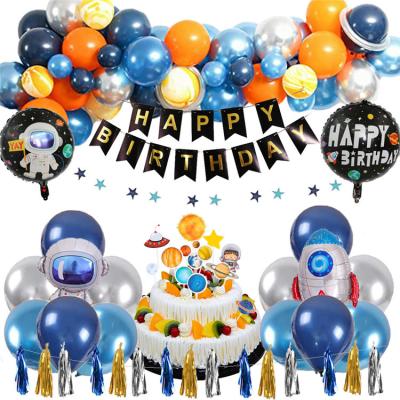 China Party Supplies New Astronaut Theme Holiday Party Background Wall Decoration Balloon Garland Boy Birthday Stage Props Foil Latex Balloon Set for sale