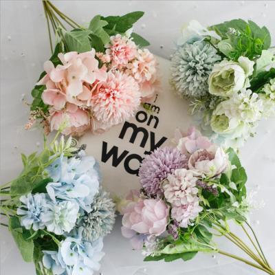 China Wedding Decoration 1 Bouquet Artificial Flowers Bride Multi Flower Heads Peonies Flower Bouquet Multicolor Peonies For Wedding Party Home Decor for sale