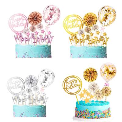 China Custom Personalized Modern Gold Glitter Wedding Happy Birthday Acrylic Cake Topper For Party Decoration for sale