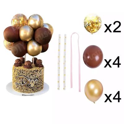 China Party Suppies Cake Decorating Balloon Plug-in New 5 Inch Latex Confetti Glitter Balloon Arch Set Cake Decorating Cake Topper for sale