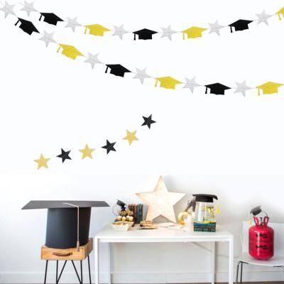 China Party Suppies New Style Graduation Party Banner Bachelor Paper Hat Bunting Garland Gold Glitter Banner Wedding Birthday Party Decorations for sale