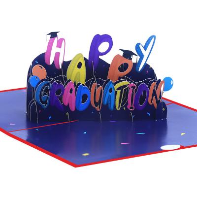 China Wholesale 3D Auto Greeting Card Festival Decoration Happy Graduation Paper Season Color Draw Cards Invitation Graduation Card for sale