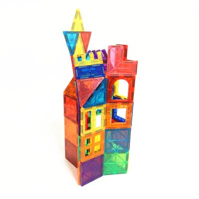 China Eco-friendly Material Educational 3D STEM Magnet Building Block Building Construction Toy Magnetic Tiles For Kids for sale