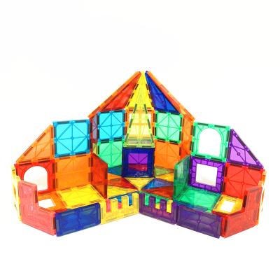 China Eco-friendly Material STEM Magnetic Plastic Building Block Toys Magnetic Tiles For Kids Construction Building Tiles for sale