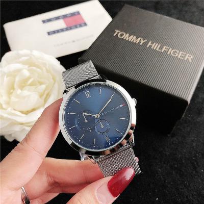 China Day/Date Couples Stainless Steel Mesh Watch Set Quartz Clocks Minimalist Watches Men relogio ponteiro venta caliente reloj de hombre for sale