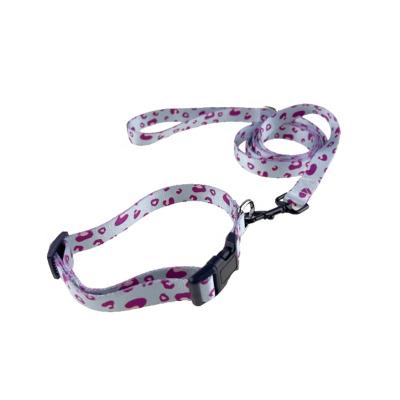 China New Arrival Heat Transfer Printing Sublimation Polyester Dog Collar And Leash Webbing Personalized Custom Luxury Set for sale