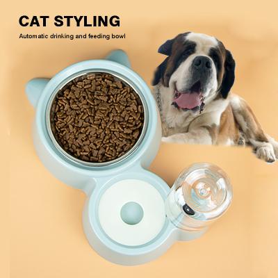 China Automatic Dual Function Cat Waterer Pet Bowl Cat Bowl Stainless Steel Viable Double Function Cat Ear Type for sale